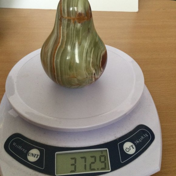 Natural stone fruit figurine paperweight pear shape green brown tan - Picture 6 of 6